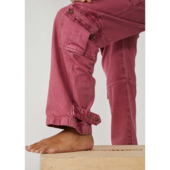NWT Free People Marx Slouchy Cargo Jeans / Berry - Picture 5 of 7